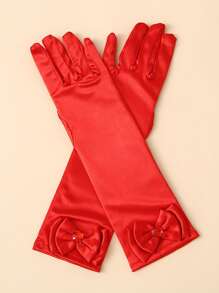 1 Pair Children's Satin Gloves Princess Satin Fabric Magic Gloves For Girl - Yellow - View 5