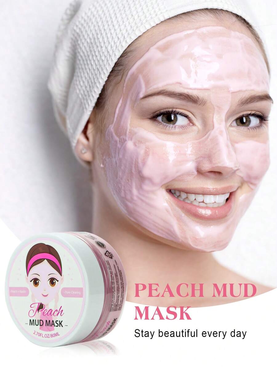 Sefralls 控油桃泥面膜，80ml 毛孔清洁面膜，温和面膜，便携，适合旅行、露营、徒步旅行、登山、户外 SPA，适合女性和女孩，样品袋，母亲节礼物 - 粉色 - 查看 1