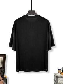 Camiseta negra de manga corta sencilla para hombre, versátil, de nueva temporada de verano - Negro - Ver 5