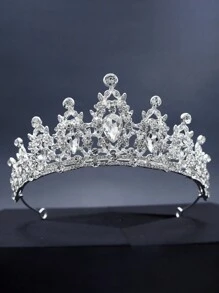 1pc Bridal Crystal Crown, Princess Wedding Tiara - Silver - View 11