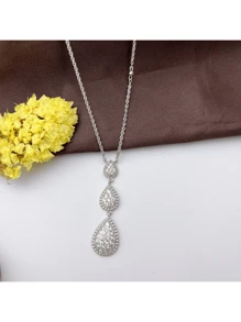 波西米亚风假日风格三滴吊坠项链时尚优雅节日派对流苏锁骨链女士别致优质珠宝