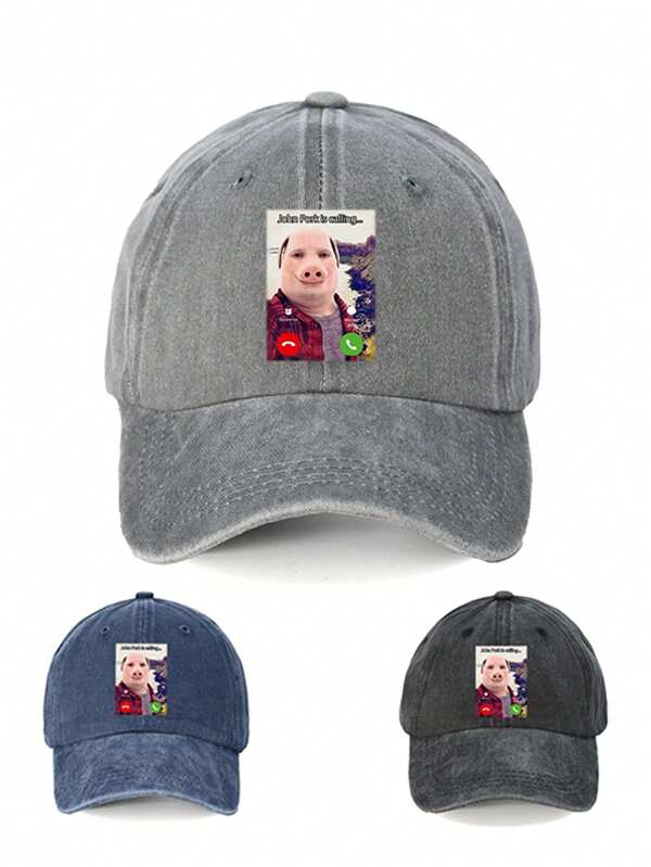 John Pork Telephone Answering Baseball Cap, Humorous Funny Pig Lover Streetwear Fashion Gift