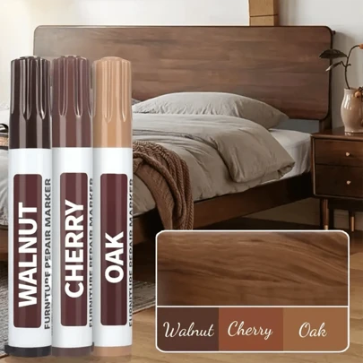 4pcs Wooden Furniture Repair Markers - Waterproof Stain And Scratch Cover Coating For Floors, Tables, Desks, Beds - Wood Surface Restoration Pens For Arts & Crafts, Multi-Color Tones