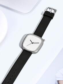 Đồng hồ đeo tay da thường ngày TOMI 1 chiếc dành cho nam chạy bằng pin khô Pebble Minimalist không có thang đo, thích hợp cho công việc, cuộc sống hàng ngày, những dịp quan trọng, quà tặng sinh nhật - màu đen - Xem 4