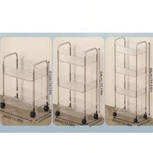 1 Pc Multi-Tier Wheeled Rolling Cart With Handles, Multifunctional Storage Rack For Office, Bathroom, Kitchen, Mobile Storage Organizer Outdoor Decor - Multicolor - View 10