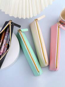 1pc Portable Minimalist Pencil Case, Waterproof PU Leather Stationery Pouch, Elegant Design, Convenient To Carry And Store, Suitable For School, Office And Travel, Can Be Used As School Supplies And Backpack - Multicolor - View 5