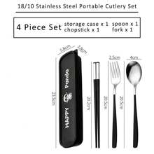 Portable Cutlery Set With Case & Bag, Cartoon Panda Travel Utensils, Portable Silverware Set For Work, 18/10 Stainless Steel Reusable Travel Cutlery Set, Fork And Spoon Chopsticks Set For Camping, School, Picnic, Gadgets, For Lunch Box,School Supplies