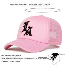 1Piece Men Gothic Letter LA Embroidered Baseball Cap Mesh Hat Outdoor Adjustable Sunscreen Leisure Hat Spring Autumn Travel Tourism Beach Vacation - Hồng - Xem 2