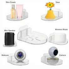 3 件防钻壁挂支架，适用于安全摄像头、婴儿监视器、扬声器等，通用支架，粘合力强，安装简便，无杂乱，无螺丝（白色，透明） - 白色 - 查看 4