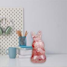Figura decorativa de conejo de Pascua de pie con piedras de cristal, artesanía y decoración para el hogar de Pascua para interior y exterior - Rojo - Ver 6