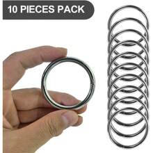 10pcs 1.52 Inch Metal Ring Rings, Unwelded, Silver Lace Braided O Rings, Crafts Supplies Metal O-Rings For Sewing, Dog Leash, Dog Collar, Tassel Plant Hangers - Silver - View 4