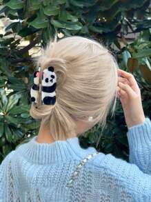 1pc Panda Pattern Hair Clip, Cute & High-End Hair Claw Hair Accessory For Women