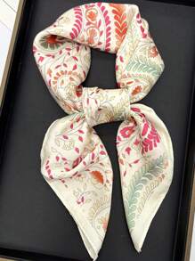 1 szt. Sztuczny jedwabny paisley kwiatowy nadruk 70 cm kwadratowy szalik bandana, uniwersalny damski pas biodrowy, dekoracja torby, opaska na głowę, modna chusta, wiosna/jesień