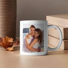 1pc 330ml Personalized Photo Mug, Custom White Coffee Cup, Artistic Water Tumbler
