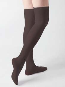 1 Pair Multi-Color Velvet Over-The-Knee High Socks, Fashion & Versatile, Spring And Autumn