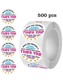 500pcs/Roll Thank You English Adhesive Stickers, Colorful Round Thankyou Labels Recommended For Baking, Beverage, Small Business, Gifts, Cards, DIY Packaging