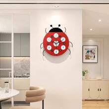 1pc 12-Inch Silent Ladybug Wall Clock, Wall Hanging Decor, Crafts, Suitable For Bedroom, Home, Dorm, Bathroom, Home Decoration, Room Decoration, Office Decoration, Wall Clock, Holiday Gift, New Home Decor
