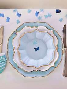 30/40pcs, 7/9in, White, Mint Green, Mint Blue, Coral -Color, Disposable Paper Tray Set, Suitable For Birthday Parties, Family Gatherings, And Weddings Birthday Decorations Party Decorations Bachelorette