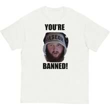Caseoh Your're Banned Merch Ur Banned T-Shirt Men Short Sleeve Women Funny Tee Unisex Harajuku Tops - trắng - Xem 1