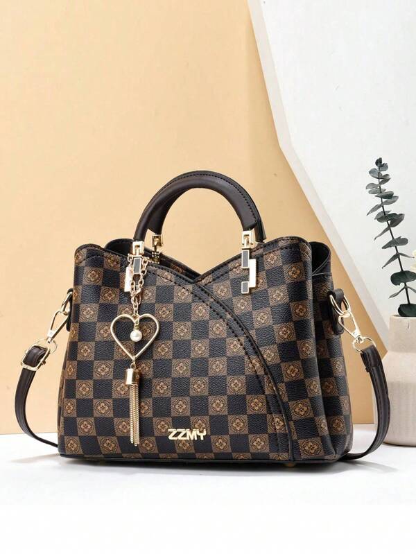 Bolsa Vintage Chique Clássica Estampada Xadrez