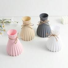 1pc Plastic Flower Vase, Home Decor Vase, Origami Vase, Minimalist Modern Vase, Rope Design Vase, Decorative Scratch-Resistant Vase, European Wedding Home Decor, For Living Room, Desk, Home, Office, Not Suitable For Water Back To School Room Decor School Supplies