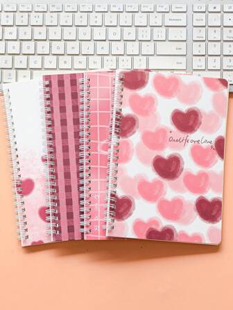 1/4pcs/Set A5 Random Spiral Notebook With Cute Cartoon Cover, 60 Sheets Lined Pages,School Supplies,Back To School