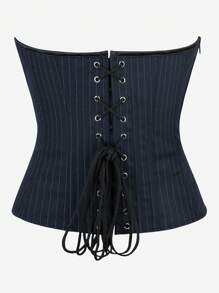 Overbust Corset Top Bustier Striped With Cups, Strapless Women Tight Shapewear Bodysuits For Slim Figure, Suitable For Costume Ball, Party, Formal Occasion