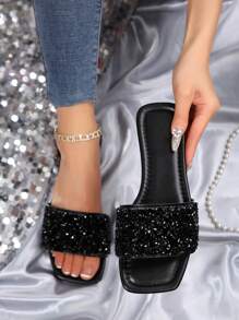 Elegant Women's Sandals, Bring Optimal Comfort, Soft Soles, Colorful Style, Rhinestone Decor, Suitable For Daily Wear, Fashionable & Comfortable Shoe Choice For Women