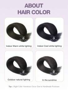 Extensiones de cabello planas invisibles tipo F, cabello negro natural y liso, fáciles de usar, adecuadas para mujeres, aplicables para Navidad - S1B - Ver 8