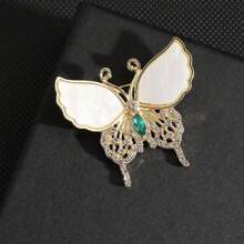 1pc Luxury Rhinestone Butterfly Brooch Jewelry Accessories Gift - Green - View 6