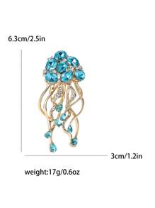 Spilla con strass a forma di medusa di moda per donna, spilla a forma di vita marina, accessorio per abito, spilla da decorazione per festa, banchetti e regali