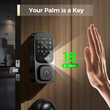Palm Vein Smart Lock, Palm Recognition Keyless Entry Door Lock, WiFi Smart Lock For Front Door, Palm Recognition Front Door Lock Set, Built-In Wi-Fi Deadbolt, App Remote Control, Auto Lock, Support Alexa - 黑色 - 查看 4