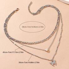 Shiny Crystal Butterfly Heart Pendant Necklace For Women Multi-Layered Chain Clavicle Necklace Ladies' Charm Necklace Bling Bling Party Jewelry Suitable For Daily Date Wear Gifts - Silver - View 5