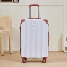 Men's Large Capacity Hardside Suitcase, 24-Inch Travel Rolling Luggage With Lock Password - Red and White - View 4