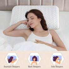Memory Foam Pillow Medium Firm - Gel Foam Pillows For Sleeping Standard Size - Orthopedic Bed Pillows For Neck Pain - Stomach And Back Sleepers - 白色 - 查看 3