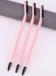 3pcs/Set Eyelash & Eyebrow Grooming Brush Set, White & Black Curved Dual-Sided Ergonomic Design Multi-Function Comb