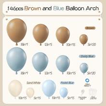Globos de látex de color marrón, blanco, gris azulado y marrón, y globos metálicos con forma de cabeza de oso marrón mate. Kit de arco de fondo blanco y marrón. Decoración de ducha de oso marrón con globos de color marrón, blanco y gris azulado para una fiesta de revelación de género o cumpleaños - Multicolor - Ver 7