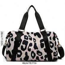 1pc Large Capacity Cow Pattern Oxford Cloth Handbag,Women's Waterproof Tote Shoulder Bag With Wet & Dry Separation, Travel Bag