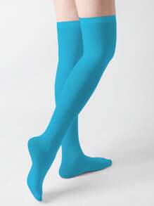 1 Pair Multi-Color Velvet Over-The-Knee High Socks, Fashion & Versatile, Spring And Autumn
