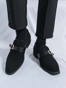 Luxury Men Leather Penny Loafers, Casual Straw Woven-Style Slip-On Flat Shoes With Convenient Elastic Band, Formal Shoes For Daily Wear, Wedding, Banquet, Office, Business Occasions In Spring And Autumn
