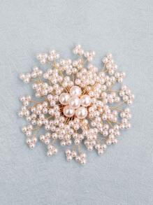 1 Stück Perlblume Brosche, aus Kupferdraht gewebte Alltagsbrosche Accessoire für Frauen
