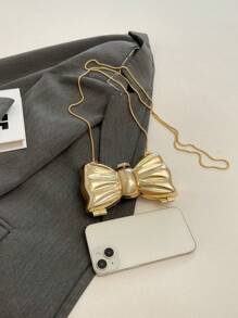 Gorgeous, Fashionable And Classic Solid Color Acrylic Metal Box Bag, Beaded Chain Evening Bag, Star-Shaped Coin Purse, Suitable For Parties And Dinners. - Gold - View 6