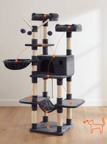Feandrea Feandrea Árbol para Gatos, Torre para Gatos, XXL, con 2 Plataformas, 164 cm, Gris Claro