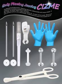CIZME 11-50pcs Mixed Body Piercing Kit – Body Piercing Kit For 16G Stainless Steel Nose Septum Rings, Cartilage Tragus Earrings, Lip & Eyebrow Piercing Jewelry, 16G Piercing Kits,Stainless Steel Piercing Kit 15G Piecing Needles For Ear Nose Septum Eyebrow Lip Piercing, Body Piercing Kit Piercing Clamps Gloves Piercing Tools For New Piercing - Gold/Silver/Black - View 6