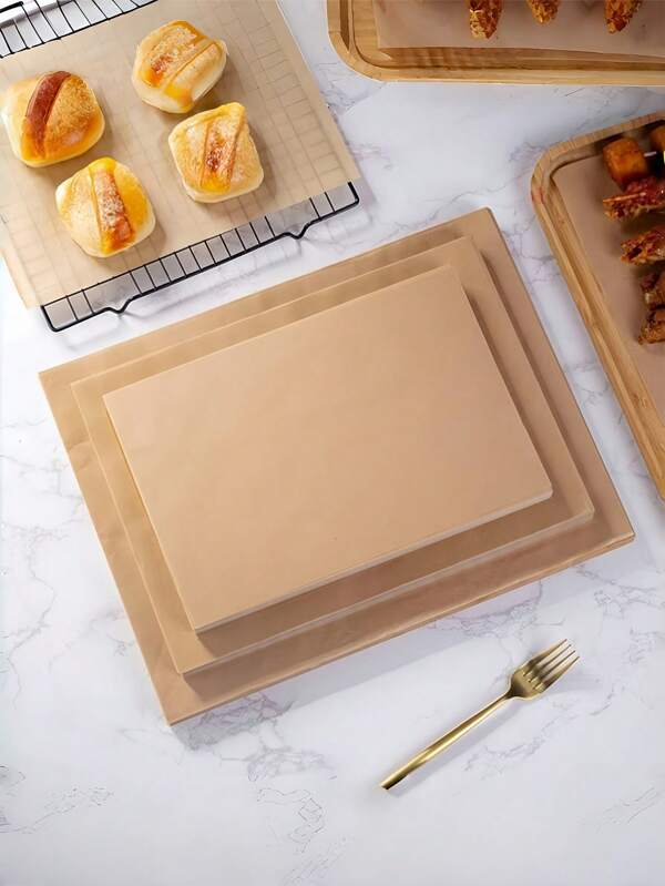 100 Stück Pergamentpapier Blätter, ungebleichtes Backpapier, Antihaftauskleidungen für Heißluftfritteusen, fettdichtes Lebensmittelverpackungspapier, Deli-Papier für Sandwiches, unverzichtbares Küchenequipment für Backen, Grillen, Picknick, Schulverpflegung, Thanksgiving, Halloween, Weihnachtspartyzubehör.