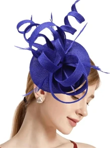 1 件迷人帽子头饰羽毛茶会帽女士肯塔基德比帽赛马帽女士和女孩 - 彩色 - 查看 10