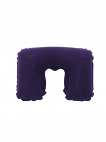 1pc Outdoor Camping Inflatable U-Shape Pillow, PVC Flocked Fabric Portable Travel Camping Air Pillow, Requires Self-Inflation - Multicolor - View 9