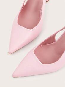 Sexy Pointed Toe Exposed Heel Strap Stiletto High Heels, Pink, For Wedding Party - Pink - View 5