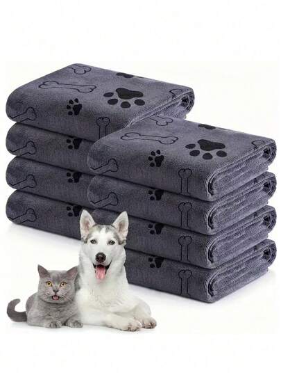 1pc/2pcs Pet Bath Towel, Dog Cat Bathing Towel, Quick Dry, Absorbent, Soft, Bathing, Designed For Pet Grooming Stores, Dog Towel, Cat Mom, Dog Mom, Dog Lovers