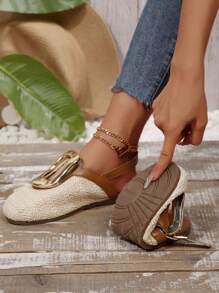 Sandalias suaves y cómodas para mujer, con punta redonda, transpirables, con correa retro de moda, planas, para primavera/verano